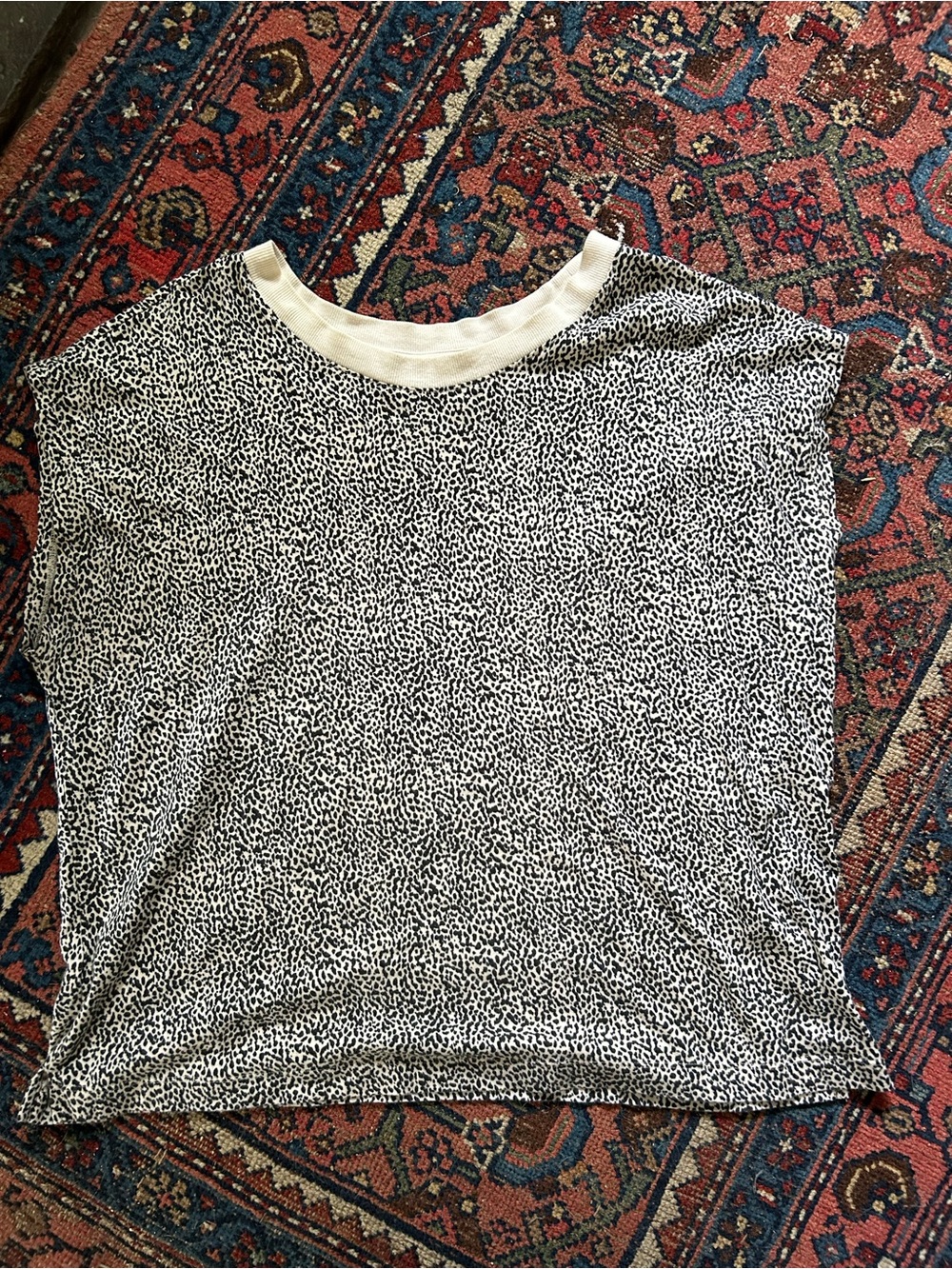 LOFT Cream and Black Leopard Print Pullover - Picture 3 of 4